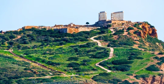 Blick auf den Poseidon-Tempel vom Deck aus