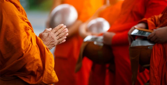 Osservazione della cerimonia dell'elemosina a Luang Prabang