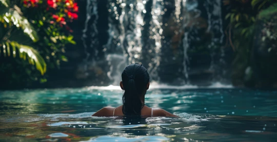 Trek à une petite cascade