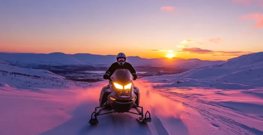Snowmobile trip in the polar night