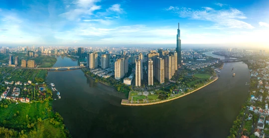 Promenade dans le village de l'île de Binh Thanh