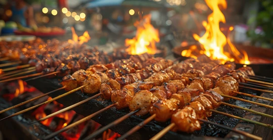 Dîner barbecue sur un banc de sable isolé