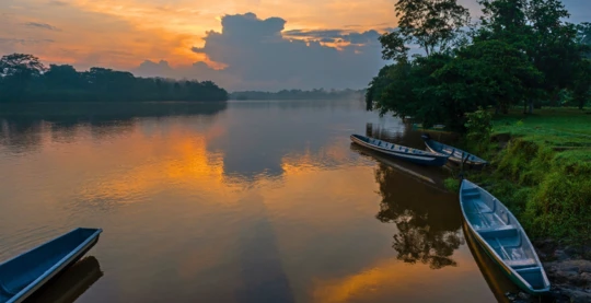 Sunset motorboat trip