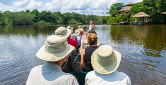 Exploration by motorboat in Fonte Boa